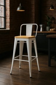 Kruk Torix met rugleuning van natuurlijk hout