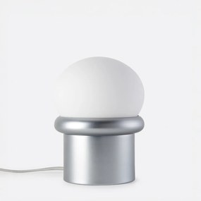 Tafellamp in verchroomd ijzer en opaline glas, CALAN