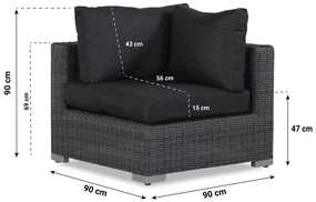Chaise Loungeset Wicker Zwart 3 personen Garden Collections Toronto