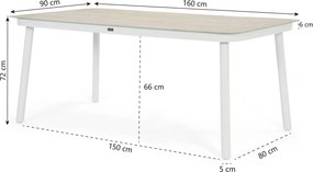 Dining Tuintafel rechthoekig 160x90 cm Wit Tavona
