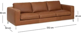 Goossens Excellent Bank Massimo cognac, leer, 3,5-zits, urban industrieel