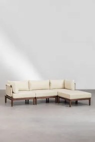 3-delige Modulaire Bank Met 2 Hoekfauteuils En Poef In Acacia Giulia Donker Acaciabruin - Sklum
