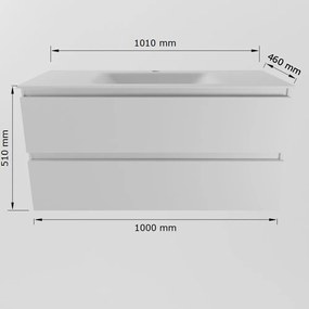 Mondiaz Aivy badmeubel 100cm talc met wastafel solid surface talc midden 1 kraangat en spiegelkast