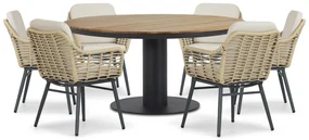 Tuinset Ronde Tuintafel 6 personen 160 cm Aluminium/rope Taupe Coco Antoni/Salerno