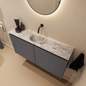 Mondiaz Ture DLux toiletmeubel 100cm dark grey met wastafel glace midden zonder kraangat