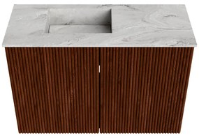Mondiaz Joya DLux 60cm toiletmeubel ruby met wastafel faye links 1 kraangat glace