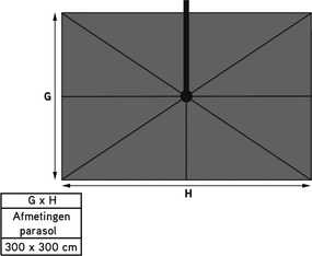 4-Seasons zweefparasol Siesta Premium 300 x 300 cm - Latte/Zand