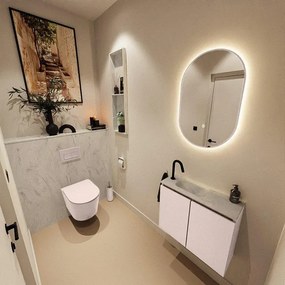 MONDIAZ TURE-DLUX 60cm toiletmeubel Rosee. EDEN wastafel Opalo positie links. Met 1 kraangat. TUREDX60ROSL1OPA