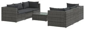 vidaXL 7-delige Loungeset met kussens poly rattan grijs
