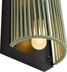 Japandi wandlamp groen met zwart IP44 - Jayla