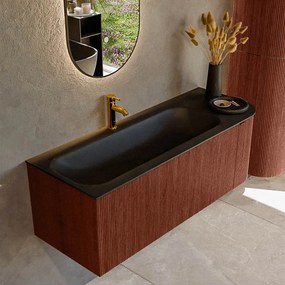 Mondiaz Kurve 125cm badmeubel ronding rechts ruby met 1 lade en deur en wastafel big medium kraangat links urban