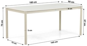 Dining Tuintafel rechthoekig 180 x 90 cm Aluminium/keramiek Taupe Como