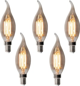 Set van 5 E14 dimbare LED lampen BXS35 smoke 4W 300 lm 2200K