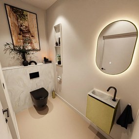 Mondiaz Ture DLux toiletmeubel 40cm oro met wastafel ostra links met kraangat