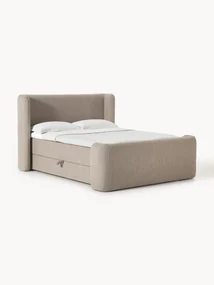 Bouclé boxspring bed Perla met opbergruimte