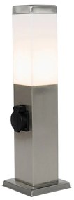 Moderne buitenlamp 45 cm staal met stopcontact IP44 - Malios