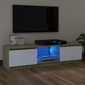 vidaXL Tv-meubel met LED-verlichting 120x30x35,5 cm wit sonoma eiken