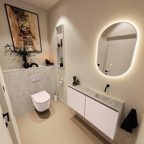 MONDIAZ TURE-DLUX 100cm toiletmeubel Rosee. EDEN wastafel Opalo positie rechts. Zonder kraangat. TUREDX100ROSR0OPA