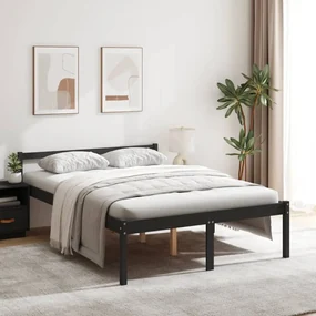 vidaXL Bedframe massief grenenhout zwart 140x200 cm
