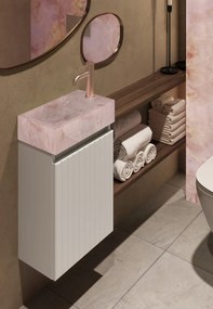 Fontana Pink Onyx toiletmeubel met ribbelfront 40cm wit mat