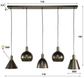 Hanglamp Mix 5-lichts Bruin