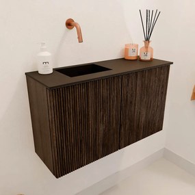 Mondiaz Joya 70cm toiletmeubel walnut met wastafel faye links zonder kraangat urban