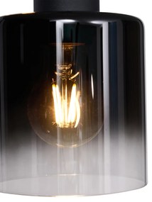 Moderne hanglamp zwart met smoke glas 3-lichts - Dame Modern E27 rond Binnenverlichting Lamp