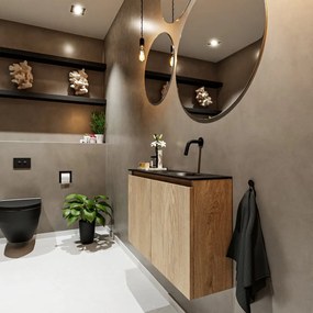 Mondiaz Ture 80cm toiletmeubel washed oak met wastafel urban rechts geen kraangat