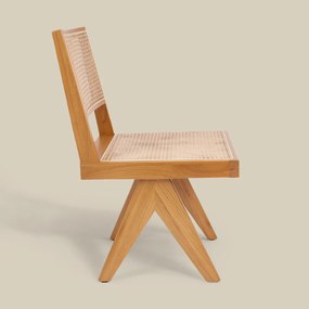 Houten Stoel Met Rotan Webbing Naturel