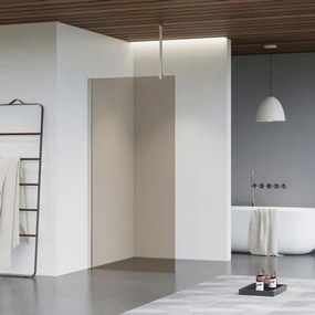Fortifura Galeria inloopdouche - 40x200cm - rookglas - plafondarm - Geborsteld RVS PVD (RVS) SW797934/SW797908/SW804544