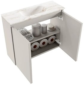 Mondiaz Ture DLux toiletmeubel 60cm linen met wastafel frappe midden zonder kraangat