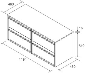 Muebles Resh badmeubel 120cm met 4 lades en toppaneel walnoot