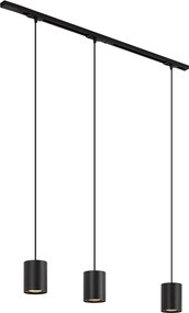 Modern railsysteem met 3 hanglampen zwart 1-fase - Iconic Holt