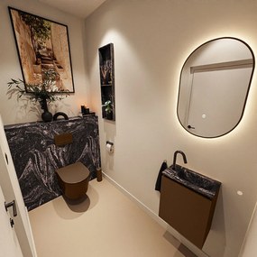 Mondiaz Ture DLux toiletmeubel 40cm rust met wastafel lava rechts met kraangat