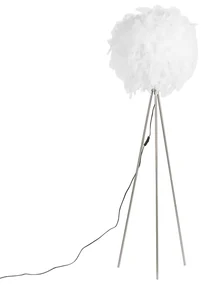 Landelijke vloerlamp staal met wit - Feather Modern E27 rond Binnenverlichting Lamp