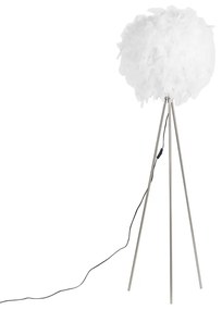 Landelijke vloerlamp staal met wit - Feather