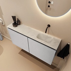 Mondiaz Ture DLux toiletmeubel 100cm plata met wastafel opalo rechts zonder kraangat