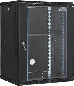 VEVOR 15U wandgemonteerde serverkast, max. vloerbelasting van 227 kg, netwerkrackbehuizing met wielen, afsluitbare deur van gehard glas, Q235 koolstofstaal voor IT-apparatuur en audiovisuele apparaten