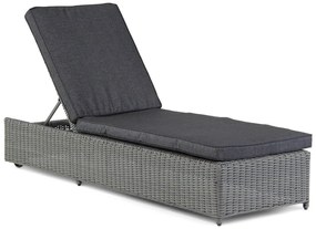 Garden Collections Charlotte Ligbed Off Black Met Wielen Wicker Grijs