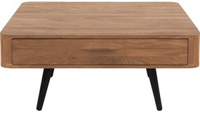 Goossens Salontafel Bjarte vierkant, hout eiken donker bruin, stijlvol landelijk, 90 x 40 x 90 cm