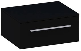 BRAUER Sharp Wastafelonderkast - 60x46x27cm - 1 softclose lade - zonder greep - zonder sifonuitsparing - topblad MDF - hoogglans zwart 1721