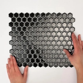 The Mosaic Factory Barcelona mozaïektegel - 26x30cm - wandtegel - Zeshoek/Hexagon - Porselein Black Glans AFH23317