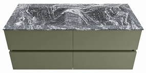 Mondiaz Vica DLux badmeubel 120cm army 4 lades met wastafel lava dubbel zonder kraangat