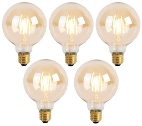 Set van 5 E27 3-staps dimbare LED lamp G95 Goldline 5W 530 lm 2200K