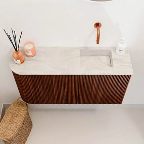 Mondiaz Joya DLux 80cm toiletmeubel ronding links ruby met wastafel faye rechts zonder kraangat ostra