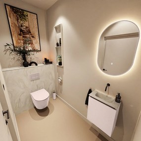 Mondiaz Ture DLux toiletmeubel 40cm rosee met wastafel ostra midden zonder kraangat