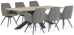 Tuinset 6 personen 220 cm Outdoor textiel Grijs Lifestyle Garden Furniture Andorra/Azzurro