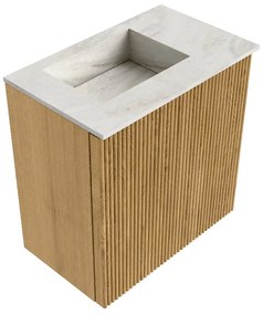 Mondiaz Joya DLux 40cm toiletmeubel oak met wastafel faye links 1 kraangat ostra