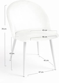 Set 4 White Vint Fluwelen Stoelen