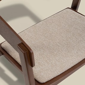 Walnoot Eetkamerstoel Met Beige Stof